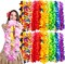 100 Count Hawaiian Lei Bulk, Tropical Luau Hawaii Theme Silk Flower Necklace Garland